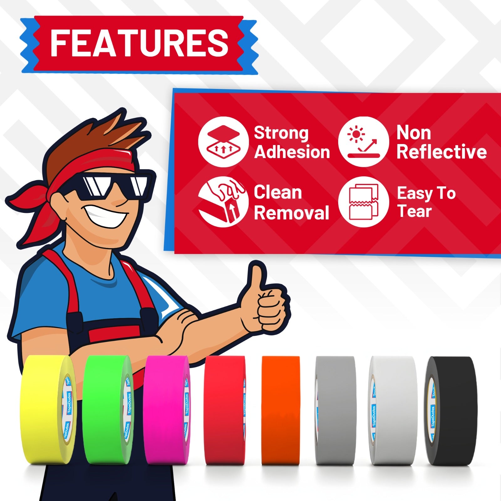 Gaffer Tape - Matte Finish & Fluorescent Options TapeDudes