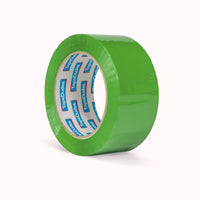 a roll of a 2 inch green packing tape