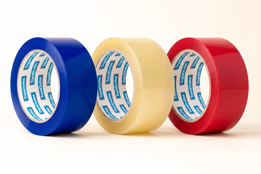 TapeDudes-branded tape — logo on the core